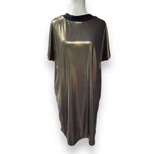 SPARKLE & Fade Metallic Bronze Gold Shimmery T-Shirt Dress | Size Small